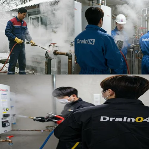 사리현동 수도관 동파 하수구 얼어붙은 하수도 문제 해결