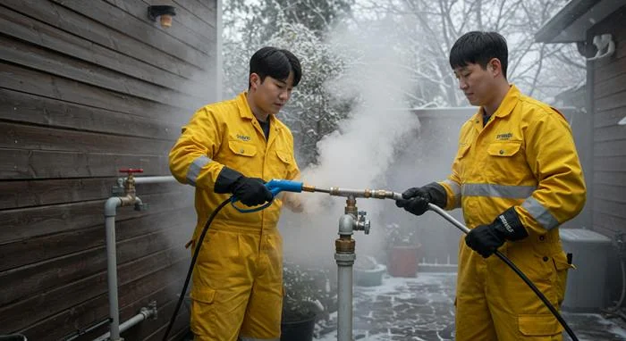 산황동 수도 동파 녹임 해빙 녹여서 새 배관처럼 통수