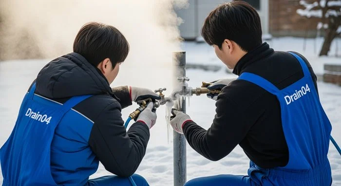 장항동 언 수도 녹임 해빙 업체 녹여서 하수구 뻥 뚫어