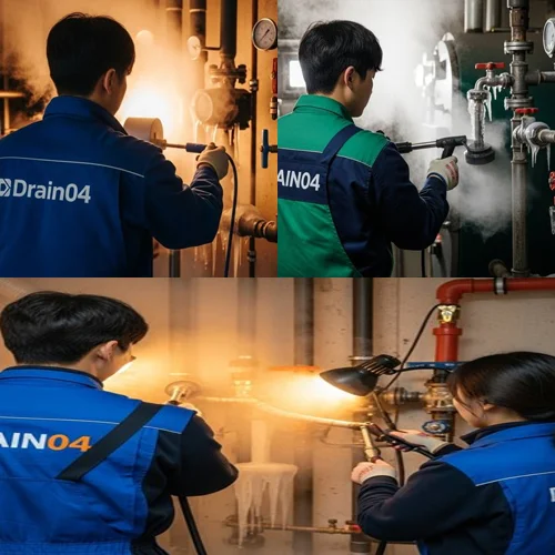 일산 언수도 녹임 하수구 수도관 해빙과 하수구 통수