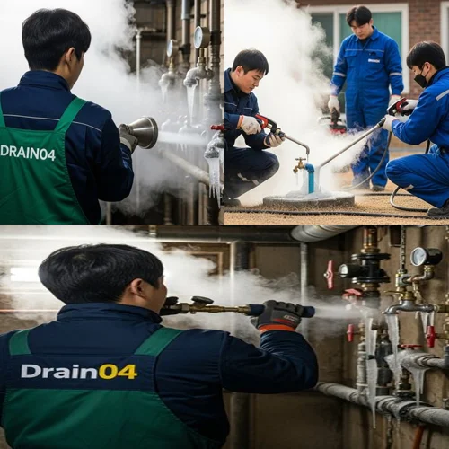 일산 언수도 녹임 하수구 수도관 해빙과 하수구 통수