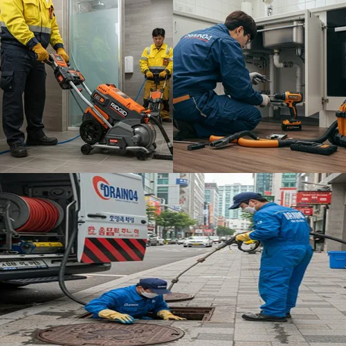 산황동 하수구 뚫음 통수 작업