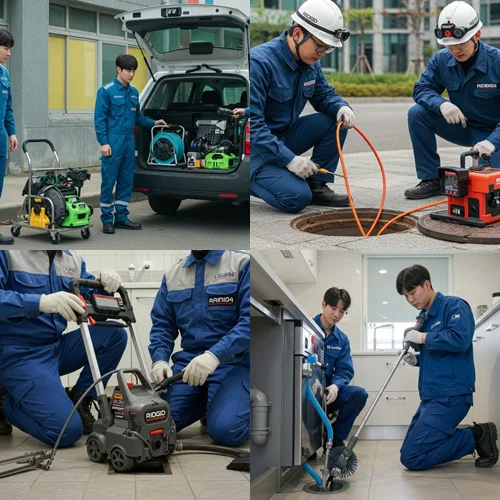 일산 하수도막힘 주차장 역류