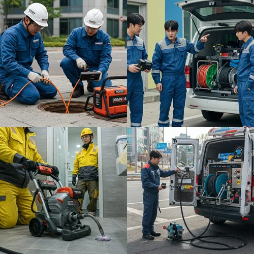일산 하수도막힘 주차장 역류